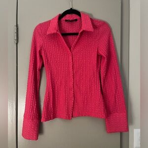 French Connection Hot Pink Collared Button Down